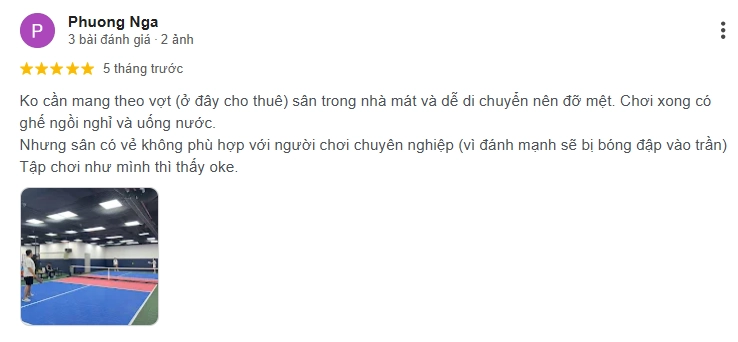 Đánh giá của người chơi tại sân Pickleball Smash Zone