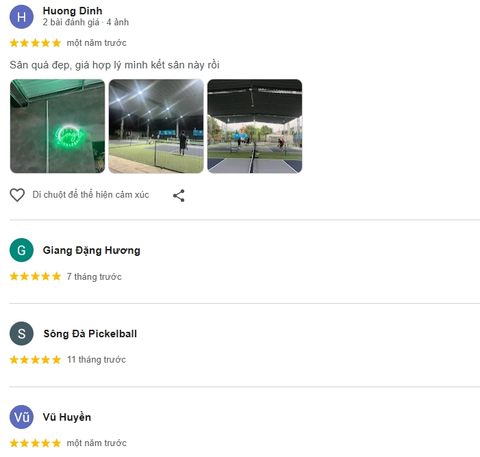 Đánh giá của người chơi tại sân Pickleball Sông Đà