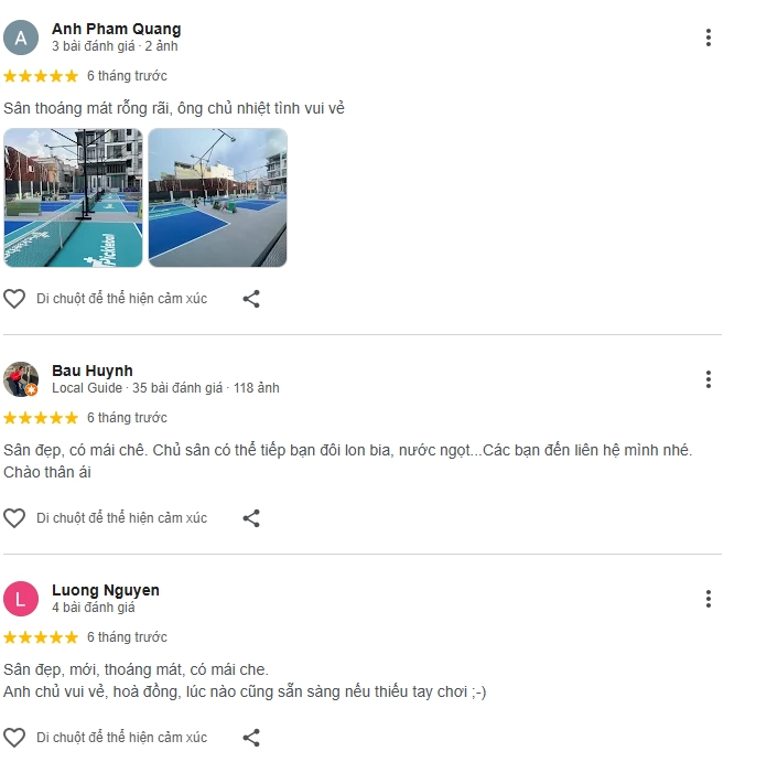 Đánh giá của người chơi tại sân Pickleball T+ 3