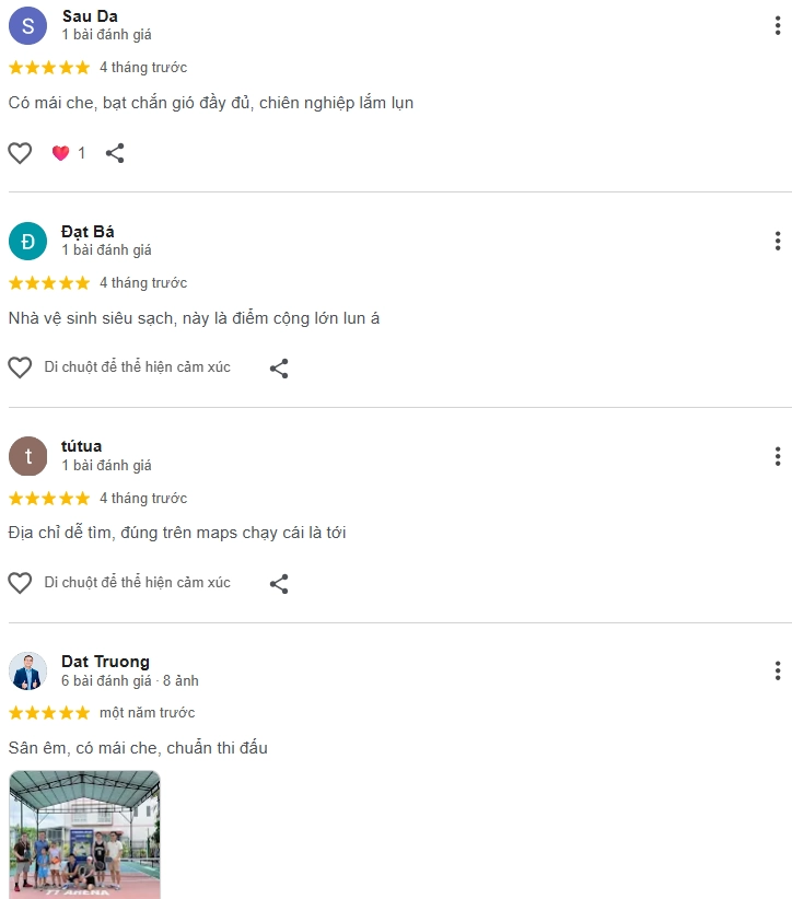 Đánh giá của người chơi tại sân Pickleball T1 Đức Hoà