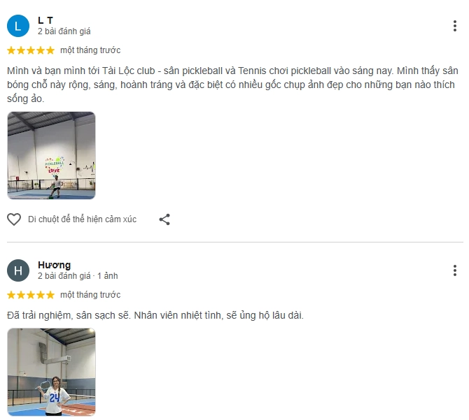 Đánh giá của người chơi tại sân Pickleball Tài Lộc 1