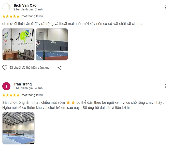 Đánh giá của người chơi tại sân Pickleball Tài Lộc 2