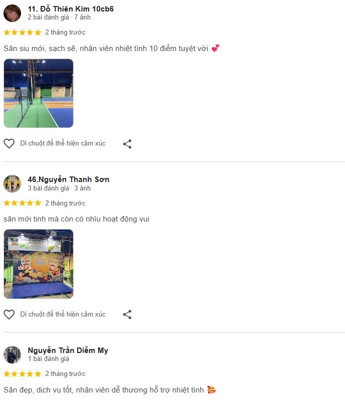 Đánh giá của người chơi tại sân Pickleball Tân An Huy