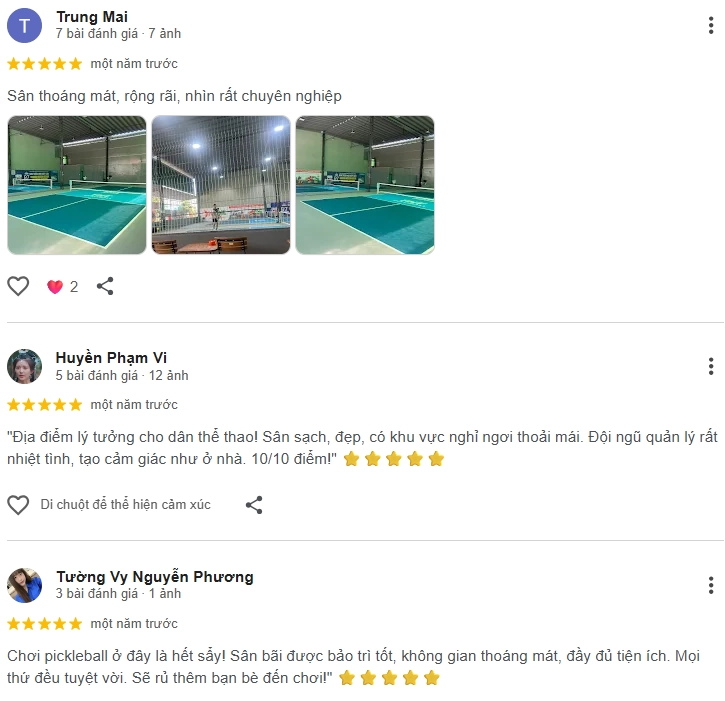 Đánh giá của người chơi tại sân Pickleball Tân Hưng Thuận
