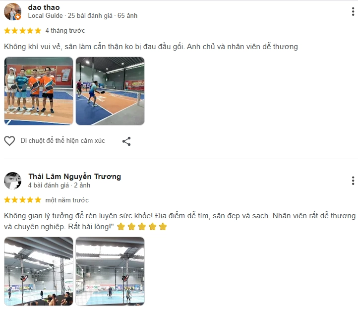Đánh giá của người chơi tại sân Pickleball Tân Hưng Thuận