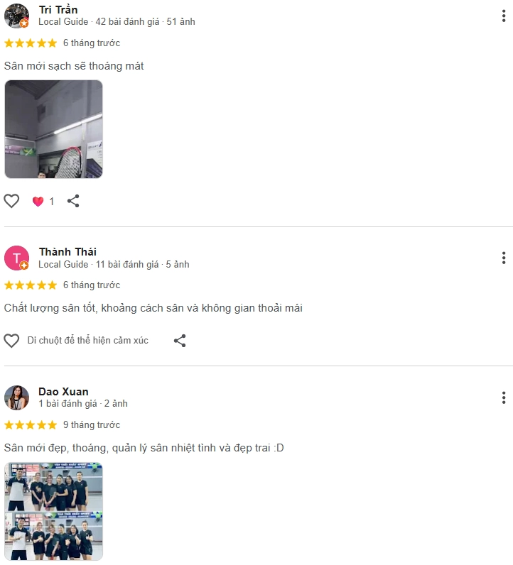 Đánh giá của người chơi tại sân Pickleball Tân Thới Nhất