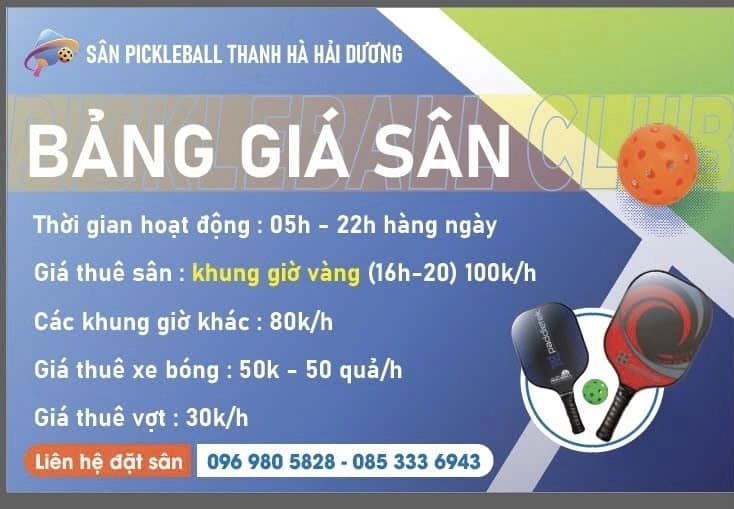 Bảng giá thuê sân pickleball Thanh Hà