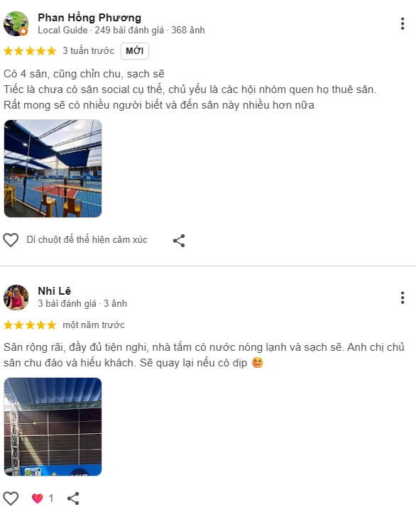 Đánh giá của người chơi tại sân Pickleball Thanh Nga