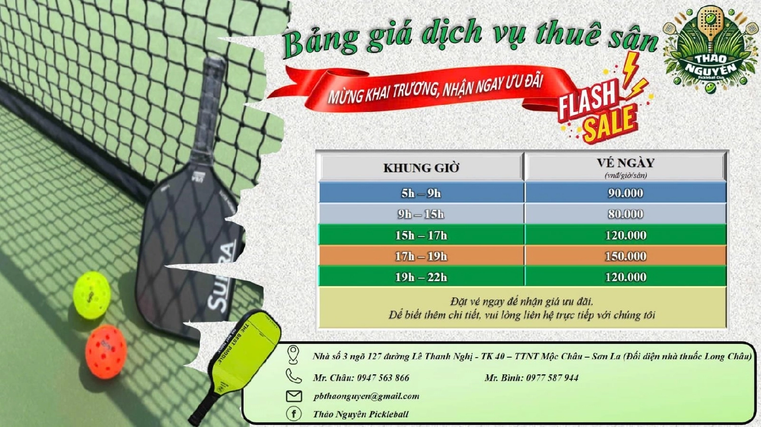 Giá thuê sân Pickleball Thảo Nguyên