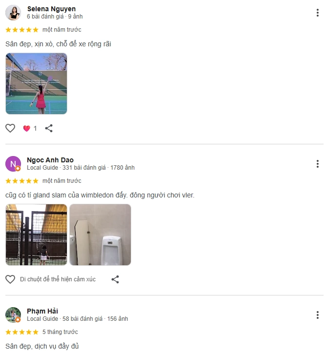 Đánh giá của người chơi tại sân Pickleball The Clubhouse