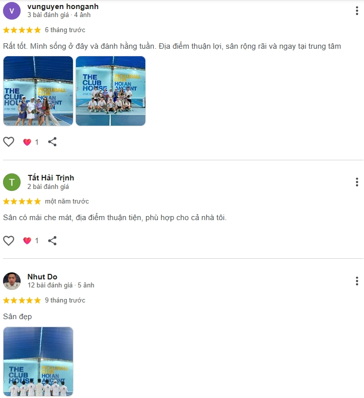 Đánh giá của người chơi tại sân Pickleball The ClubHouse Hoi An 3