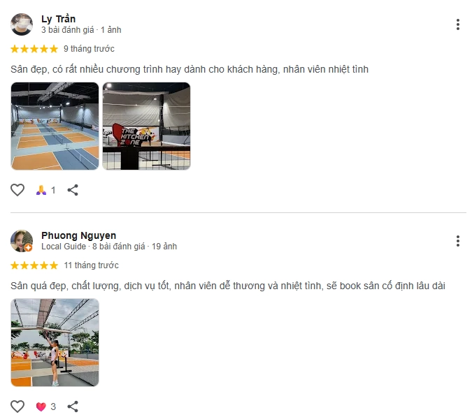 Đánh giá của người chơi tại sân Pickleball The Kitchen Zone 1