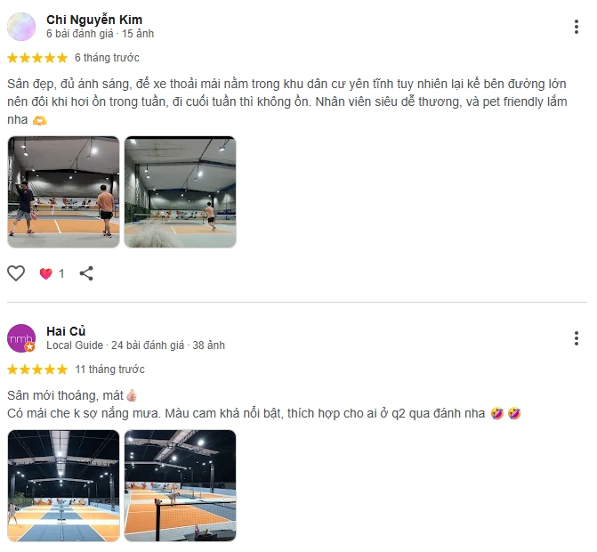 Đánh giá của người chơi tại sân Pickleball The Kitchen Zone 2