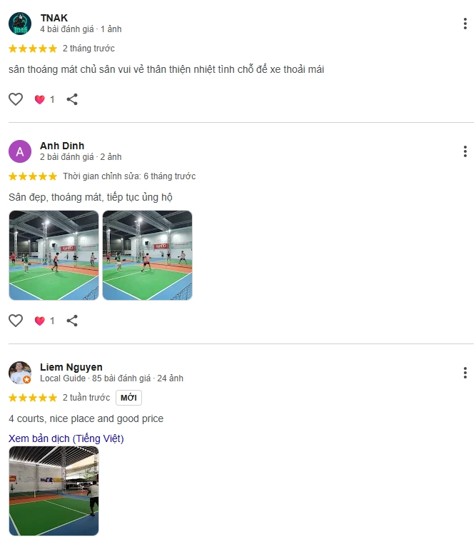 Đánh giá của người chơi tại sân Pickleball Thiên Long Dĩ An Bình Dương