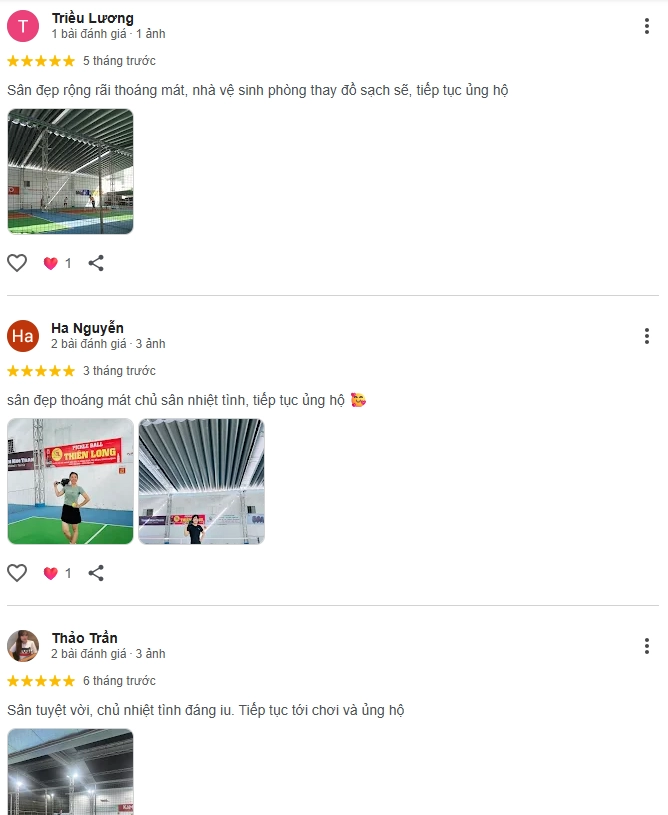 Đánh giá của người chơi tại sân Pickleball Thiên Long Dĩ An Bình Dương