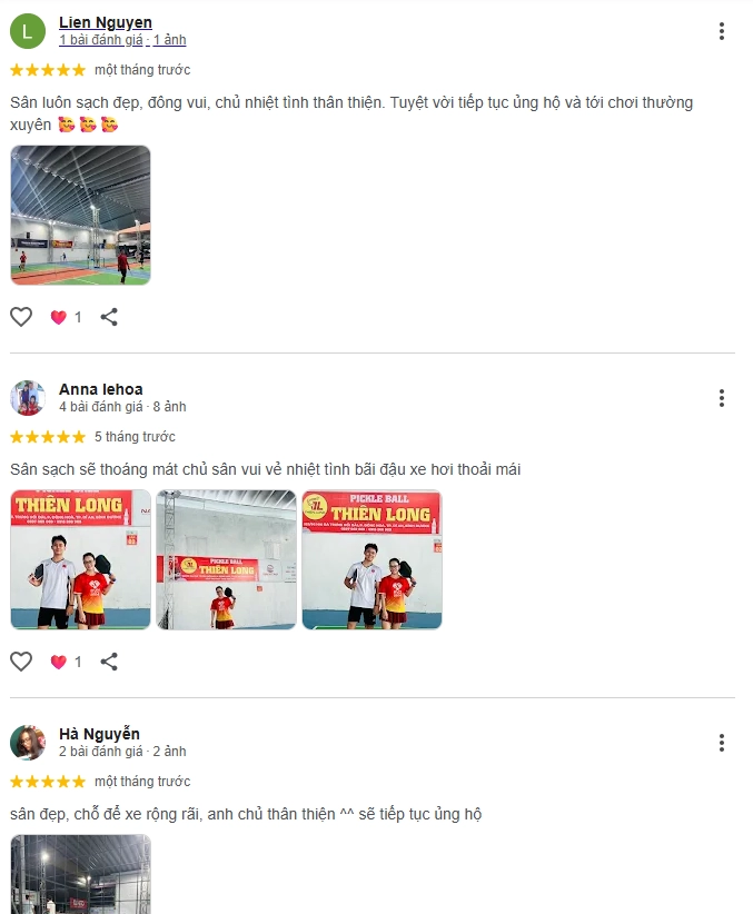 Đánh giá của người chơi tại sân Pickleball Thiên Long Dĩ An Bình Dương