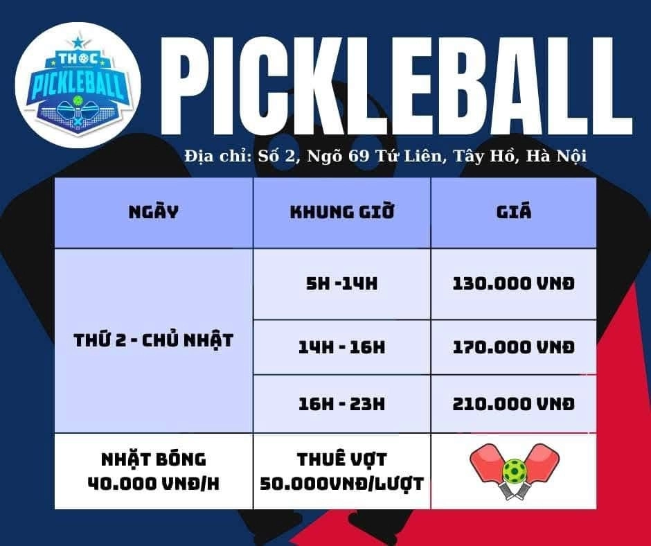 Giá thuê sân Pickleball THOC