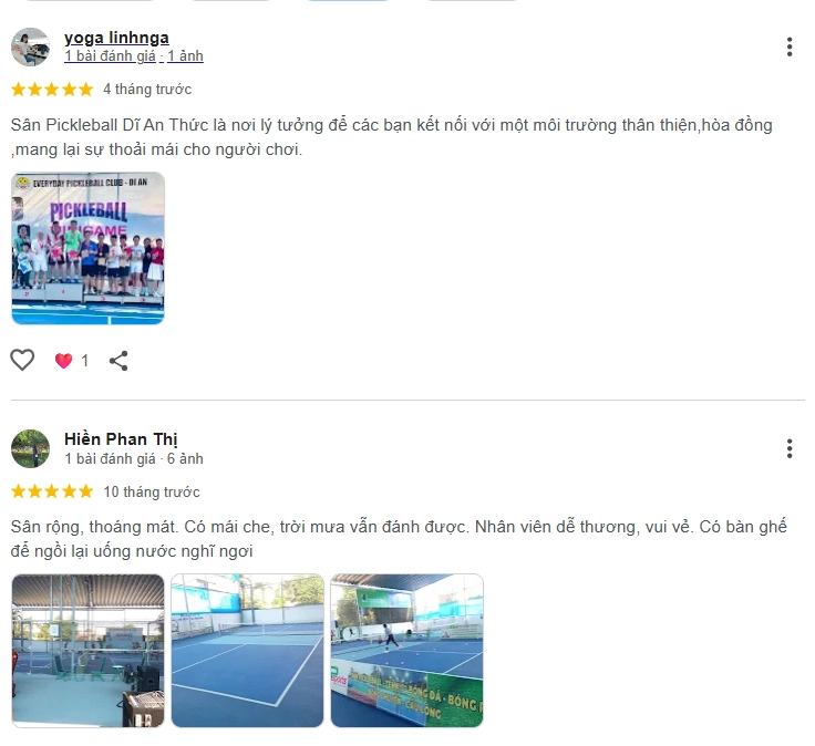Đánh giá của người chơi tại sân Pickleball Thức Sports