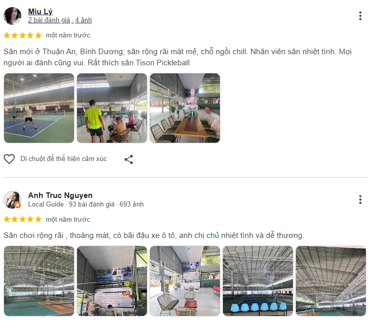 Đánh giá của người chơi tại sân Pickleball Tison