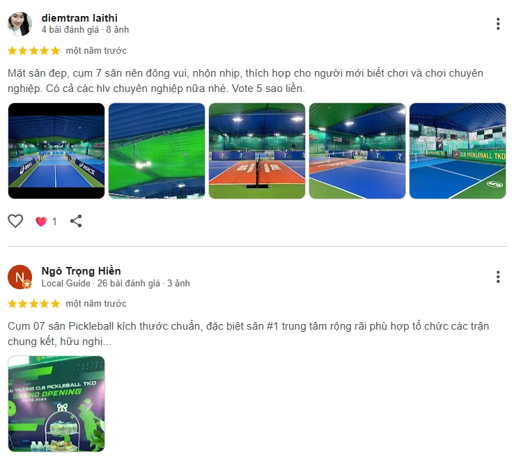 Đánh giá của người chơi tại sân Pickleball TKD