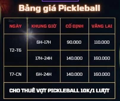 Giá thuê sân Pickleball TMT