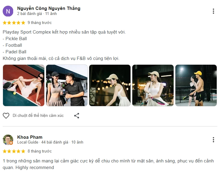 Đánh giá của người chơi tại sân Pickleball Trí Hải