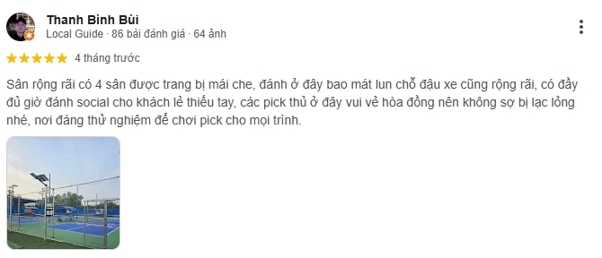 Đánh giá của người chơi tại sân pickleball Trung Sơn