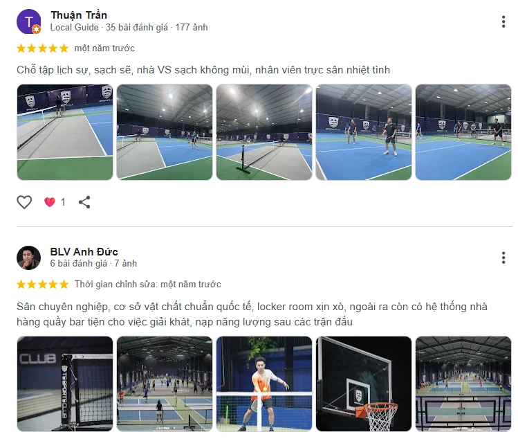 Đánh giá của người chơi tại sân Pickleball TS Sports.