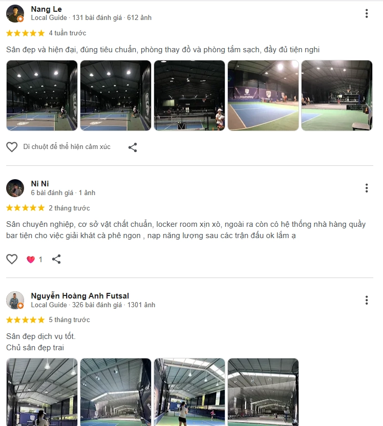 Đánh giá của người chơi tại sân Pickleball TS Sports.