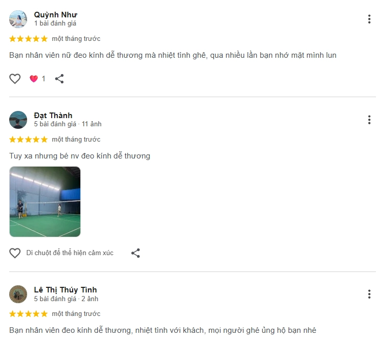 Đánh giá của người chơi tại sân Pickleball TTC