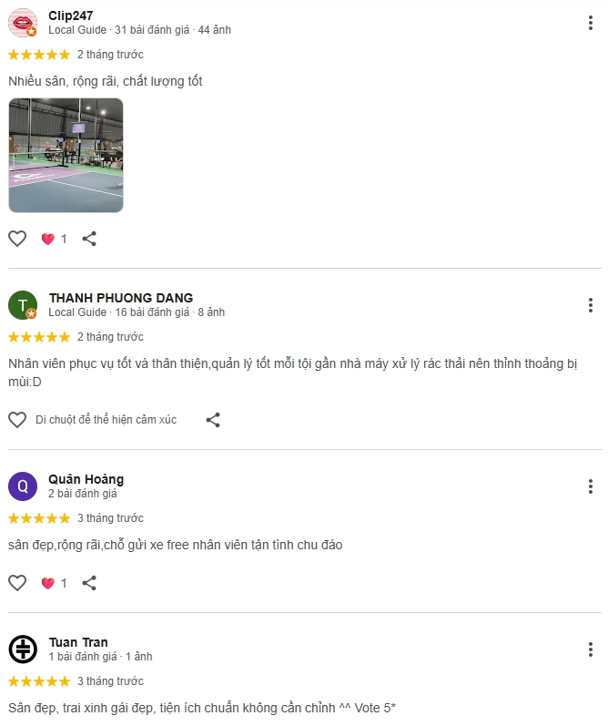 Đánh giá của người chơi tại sân Pickleball Ven Đê 4