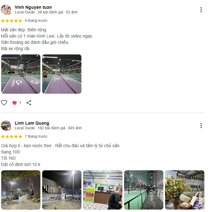 Đánh giá của người chơi tại sân Pickleball Ven Đê 4