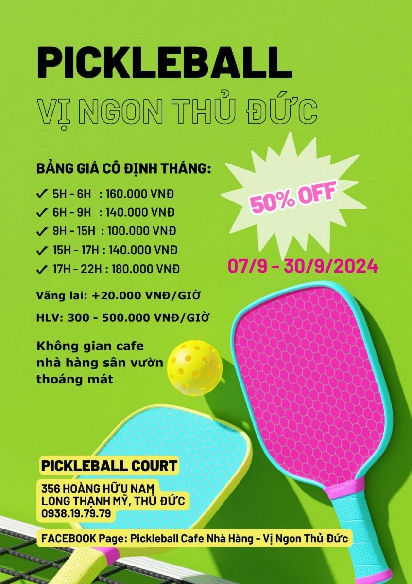 Giá thuê sân Pickleball Vị Ngon Thủ Đức