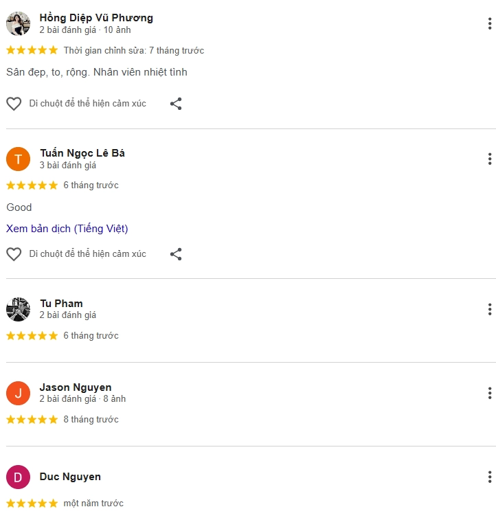 Đánh giá của người chơi tại sân Pickleball Vibe