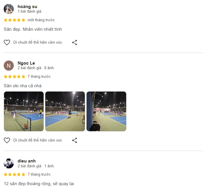 Đánh giá của người chơi tại sân Pickleball Vibe