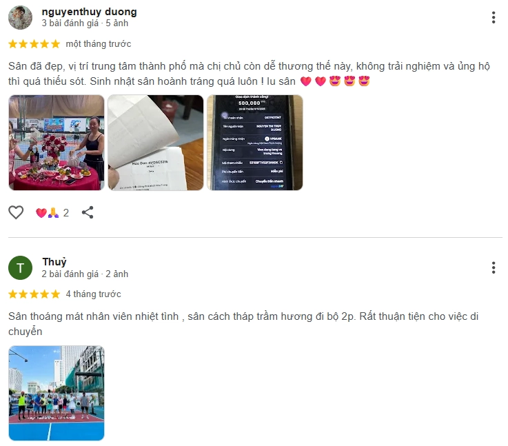 Đánh giá của người chơi tại sân Pickleball Viễn Đông