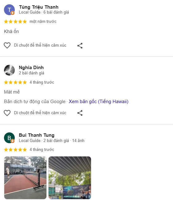 Đánh giá của người chơi tại sân Pickleball Việt Hàn Geleximco