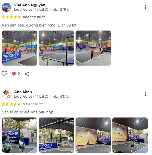 Đánh giá của người chơi tại sân Pickleball Việt Hàn Geleximco