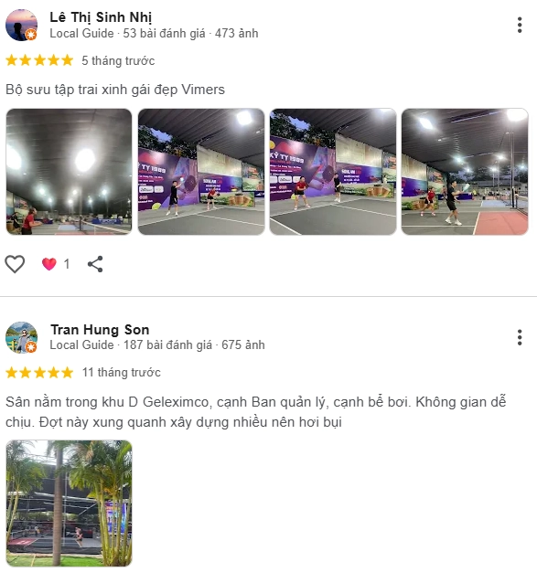 Đánh giá của người chơi tại sân Pickleball Việt Hàn Geleximco