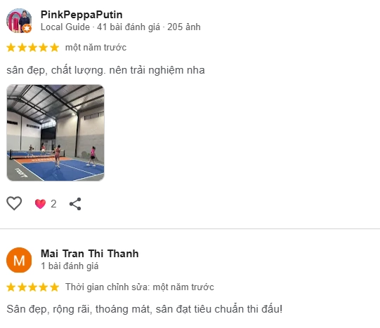 Đánh giá của người chơi tại sân Pickleball Việt Sport