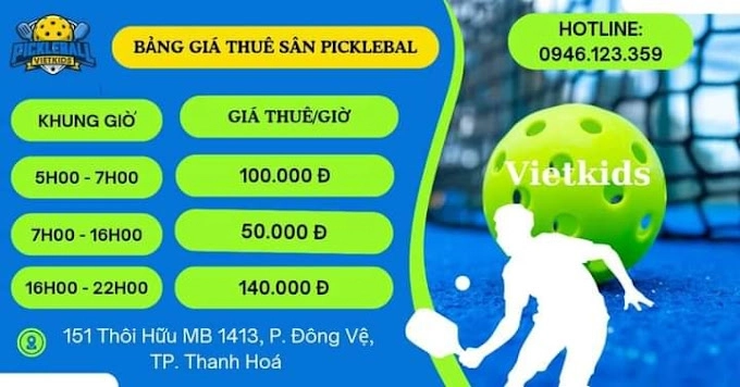 Giá thuê sân Pickleball Vietkids