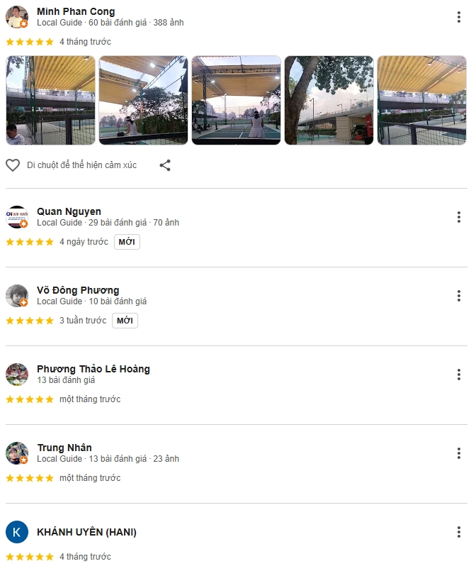 Đánh giá của người chơi tại sân Pickleball Vietstar