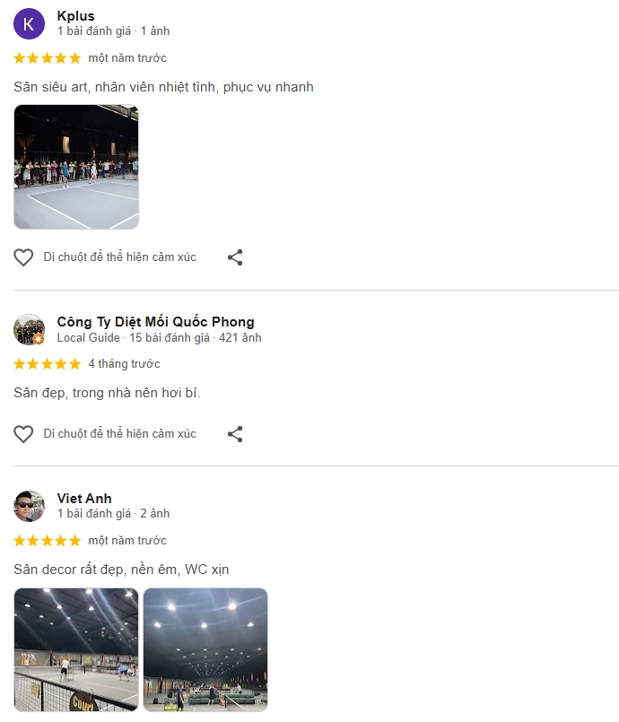Đánh giá của người chơi tại sân Pickleball Volley Vibes