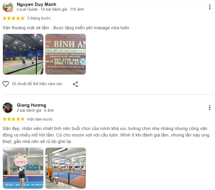 Đánh giá của người chơi tại sân Pickleball Warehouse Gò Vấp