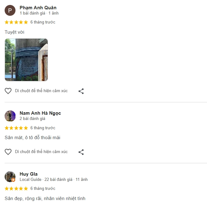 Đánh giá của người chơi tại sân Pickleball Water Tower