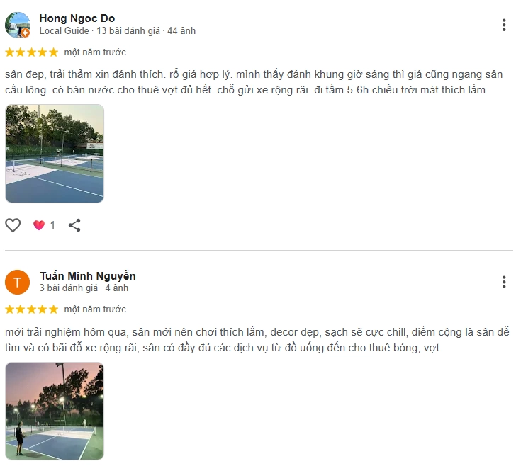 Đánh giá của người chơi tại sân Pickleball Wessie Haus
