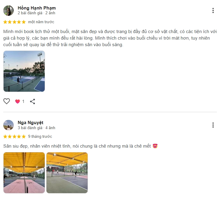 Đánh giá của người chơi tại sân Pickleball Wessie Haus