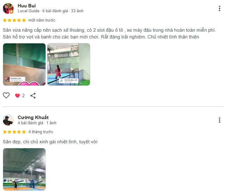 Đánh giá của người chơi tại sân Pickleball Winwin