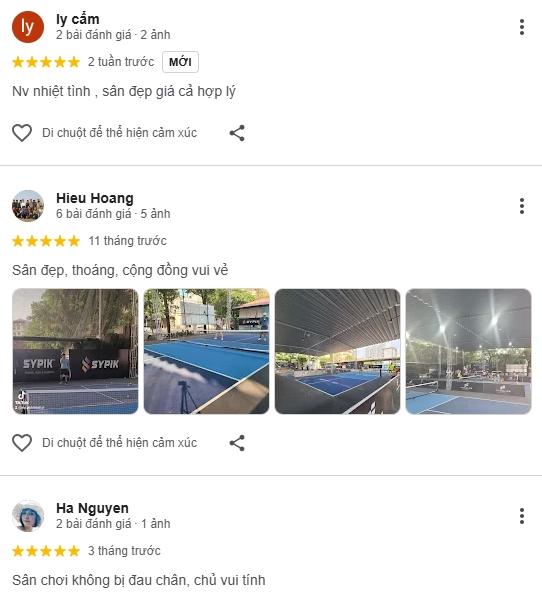 Đánh giá của người chơi tại sân Pickleball Xala Hà Nội 2