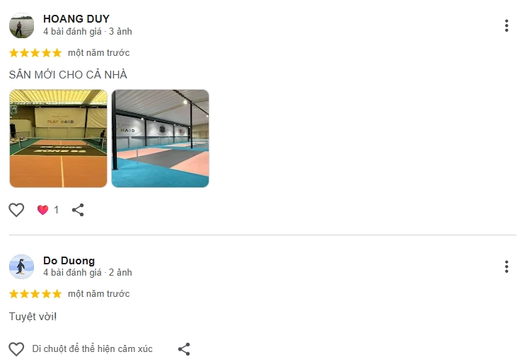 Đánh giá của người chơi tại sân Pickleball Zone 92